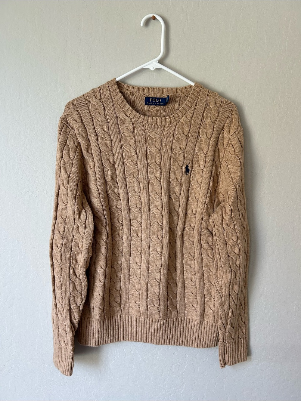 Polo by Ralph Lauren Cable Knit Crewneck Sweater Camel/Tan